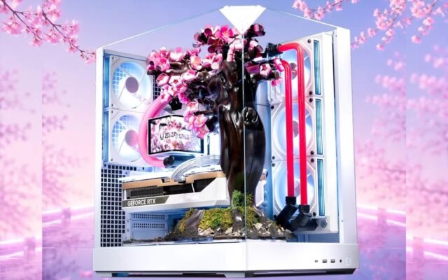 Aftershock lança PC gamer com 9800X3D, RTX 5080 e flores de sakura que se abrem com o calor